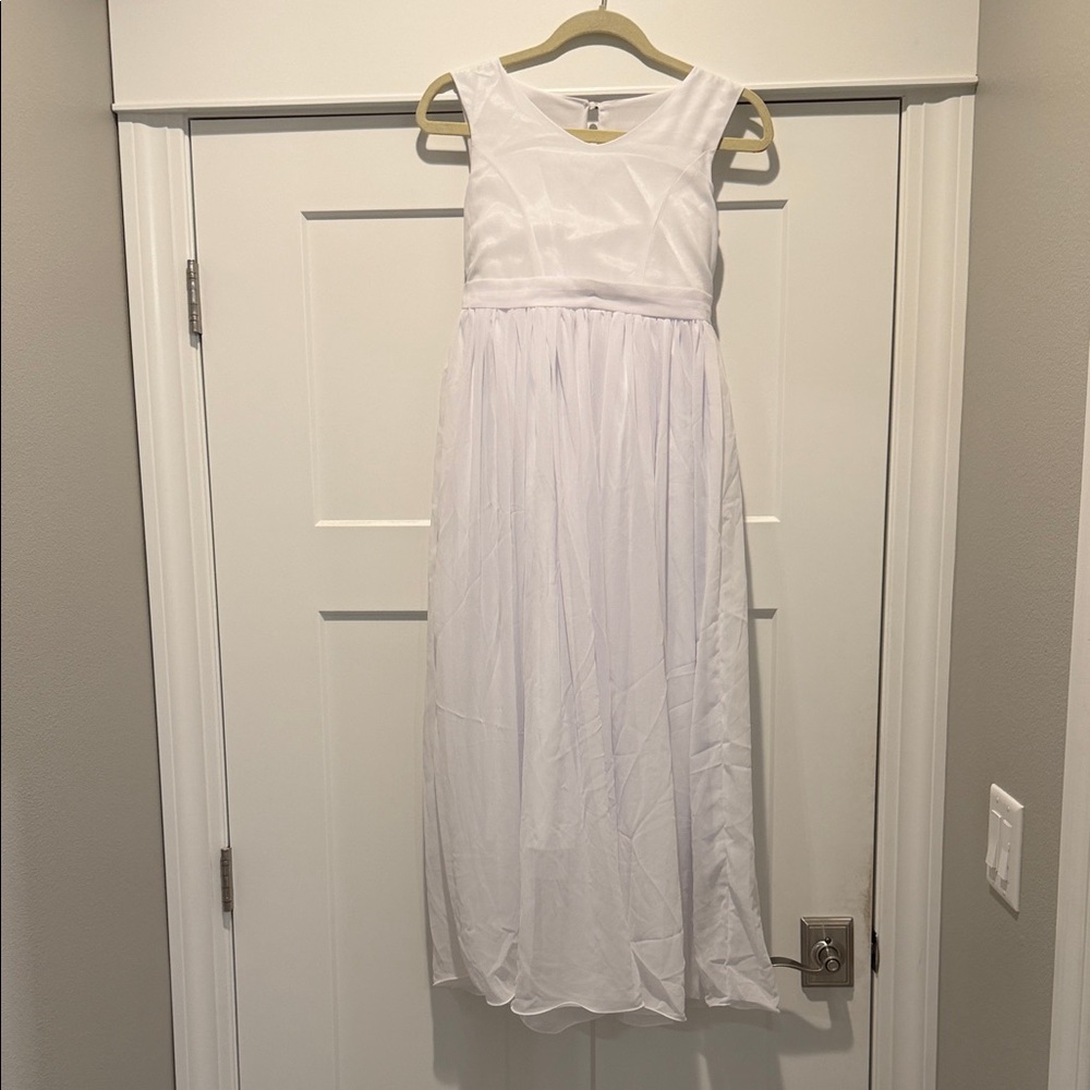 Girl’s White Sleeveless Chiffon Maxi Dress